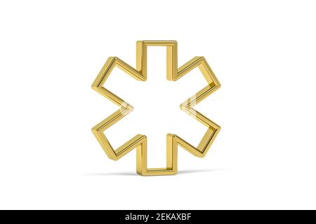 Icona Golden 3d Medical STAR isolata su sfondo bianco - Rendering 3D Foto Stock