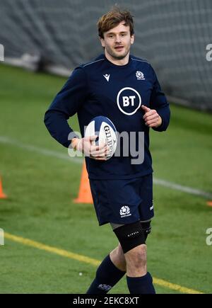 Guinness Six Nations Rugby 23 febbraio 2021: Scotland's Richie Grey durante l'allenamento della squadra scozzese presso il centro sportivo Oriam, Riccarton, Edimburgo, Scozia, Regno Unito. Credit: Ian Rutherford/Alamy Live News. Foto Stock