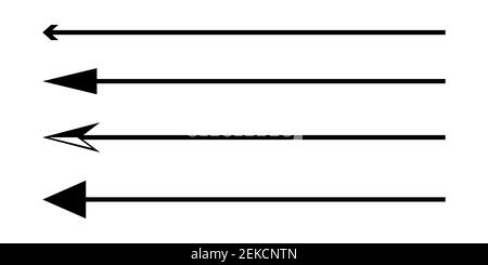 Insieme di frecce lunghe sottili del vettore che puntano verso sinistra. Elementi vettoriali Illustrazione Vettoriale