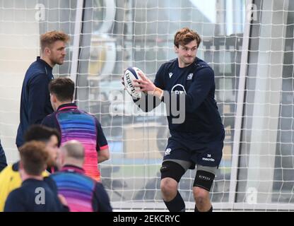 Oriam Sports Center Riccarton, Edimburgo. Scozia, Regno Unito. 23 Feb 21. Guinness Six Nation match contro Francia . PIC mostra .Richie Grey (Glasgow Warriors) di Scozia . Credit: eric mcowat/Alamy Live News Foto Stock