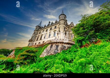 Dunrobin Castle. Sede familiare del conte di Sutherland con 189 camere è la più grande casa nelle Highlands settentrionali, Golspie, Scozia Foto Stock