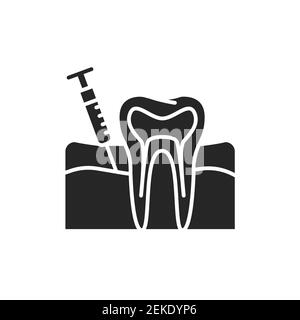 Icona della linea di colore dell'analgesia dei denti. Pittogramma per pagina web, app mobile, promo. Illustrazione Vettoriale