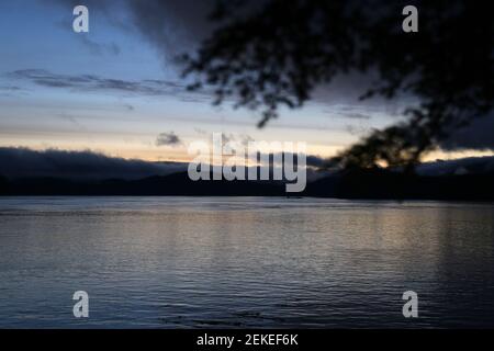 Tramonto colorato a Hanson Island, Canada Foto Stock