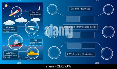 Fotogrammi e cerchi infografici. Risorse grafiche. Vettore Illustrazione Vettoriale
