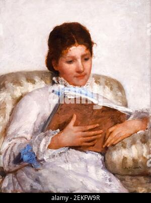 Mary Cassatt, 'The Reader', olio su tela, 1877 Foto Stock