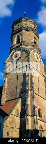 Torre della Collegiata (Stiftskirche), Stoccarda, Baden-Wurttemberg, Germania Foto Stock