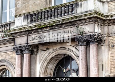 Ex edificio del municipio - il Municipio di Limehouse su Commercial Road, Limehouse, Tower Hamlets, Londra, Regno Unito Foto Stock