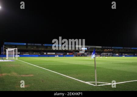 High Wycombe, Regno Unito. 23 Feb 2021. Una vista generale dell'interno dello stadio di Adams Park prima della partita dei tonights. EFL Skybet Championship match, Wycombe Wanderers v Reading presso lo stadio Adams Park di High Wycombe, Buckinghamshire martedì 23 febbraio 2021 . questa immagine può essere utilizzata solo per scopi editoriali. Solo per uso editoriale, è richiesta una licenza per uso commerciale. Nessun utilizzo nelle scommesse, nei giochi o nelle pubblicazioni di un singolo club/campionato/giocatore. pic by Steffan Bowen/Andrew Orchard sports photography/Alamy Live news Credit: Andrew Orchard sports photography/Alamy Live News Foto Stock