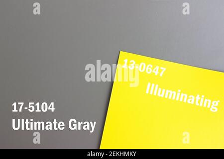 Colors of the Year 2021. Tendenza colore. Illuminazione. Ultimate Grey. Idea, innovazione creatività concetto Foto Stock