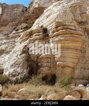 Scenic scogliere di Ein Avdat (Ein Ovdat) gola in Israele Foto Stock