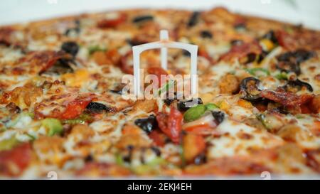 Consegna Pizza Closeup Shot Foto Stock