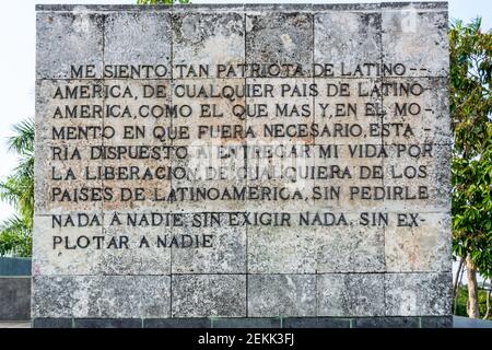 Che Guevara lettera frammento nel Monumento Nazionale di Santa Clara, Cuba Foto Stock