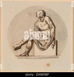 Nicolai Abildgaard (1743-1809), maschera seduta, cornice circolare. Progetto di decorazione in Teahhouse a Sorgen Free Park, 1743-1809 Foto Stock