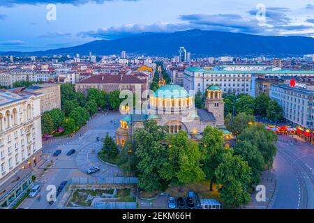Sofia, Bulgaria, 3 giugno 2020: Veduta aerea della chiesa di San Nedelya a Sofia, Bulgaria Foto Stock