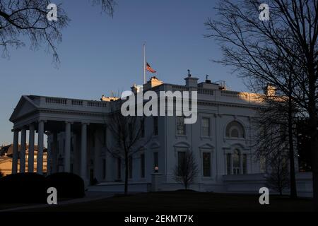 Washington, Stati Uniti. 23 Feb 2021. Il Portico Nord della Casa Bianca è visto martedì 23 febbraio 2021 a Washington, DC. (Foto di Oliver Contreras/SIPA USA) Credit: Sipa USA/Alamy Live News Foto Stock