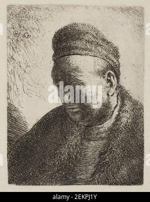 Jan Gillisz. Van Vliet (1610-1668); Rembrandt van Rijn (1606-1669); Rembrandt van Rijn (Vaerksted) (1606-1669), Mandshoved. Rembrandts Fader, 1631 Foto Stock