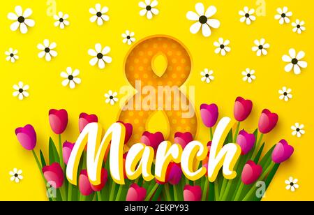 Giornata internazionale delle donne 8 marzo, copertina banner design. Illustrazione vettoriale Illustrazione Vettoriale