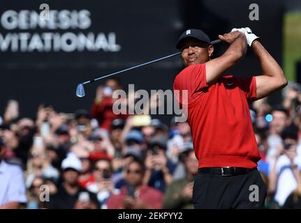 Pacific Palisades, California, Stati Uniti. 16 Feb 2020. TIGER WOODS durante LA GENESIS Open al Riviera Country Club. Credit: Jon Gaede/ZUMA Wire/Alamy Live News Foto Stock