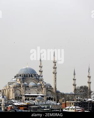 istanbul, Turchia - 15 Febbraio 2021 : Moschea Suleymaniye a Istanbul, Turchia. Foto Stock