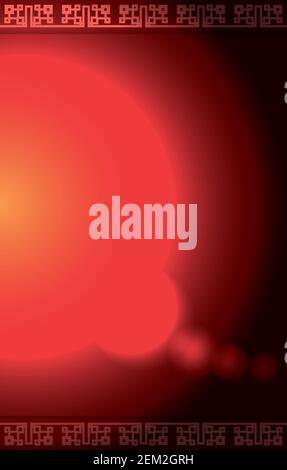 Sfondo con illuminanti lanterne cinesi che illuminano la notte, decorate con motivi geometrici. Illustrazione Vettoriale