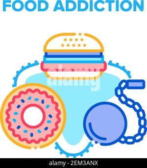 Food Addiction Vector Concept Color Illustration Illustrazione Vettoriale