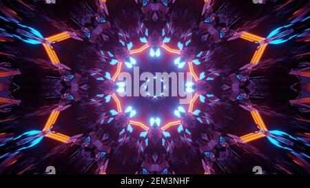 illustrazione 3d del tunnel al neon luminoso Foto Stock