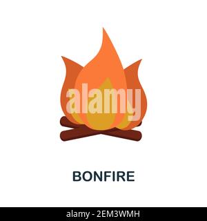 Icona falò piatta. Colore elemento semplice da collezione wild West. Icona Creative Bonfire per web design, modelli, infografiche e altro ancora Illustrazione Vettoriale