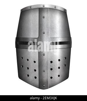 Illustrazione 3d isolata del casco Crusader Knight Foto Stock