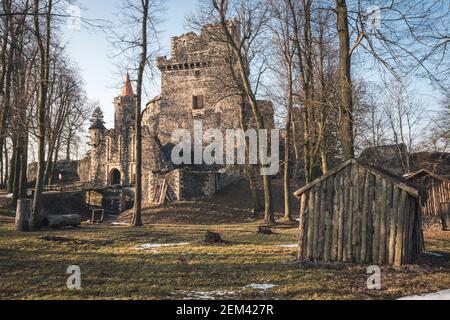 Castello Grodziec, Polonia. Una delle rotte europee dei Castelli e dei palazzi. Foto Stock