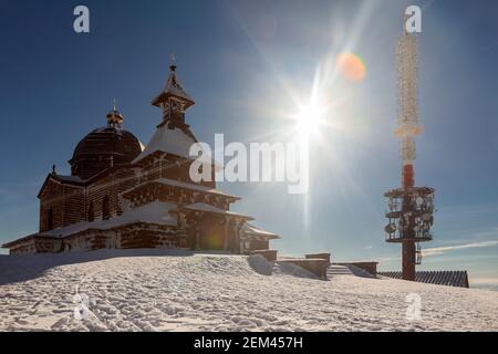 Un paesaggio innevato Repubblica Ceca - Pustevny, Beskydy, Radegast, Radhost Foto Stock