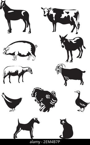 Set di animali da fattoria Illustrazione Vettoriale