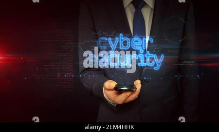 Concetto di sicurezza informatica, protezione Internet, sicurezza della rete e del computer. Illustrazione del rendering 3d astratto futuristico. Foto Stock