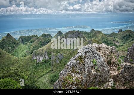 Osmena picco, Cebu, Filippine, viaggio, paesaggio, montagne, mare Foto Stock