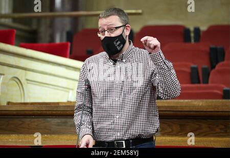 Barcellona, Spagna. 24 Feb 2021. 24 febbraio 2021, Barcellona, Catalogna, Spagna: Vidal Aragones, Dal CALICE, durante il Consiglio permanente, tenutosi al Parlamento della Catalogna, a Barcellona. Foto: JGS/Cordon Press Credit: CORDON PRESS/Alamy Live News Foto Stock