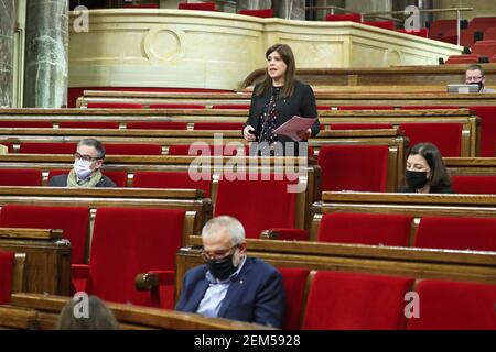 Barcellona, Spagna. 24 Feb 2021. 24 febbraio 2021, Barcellona, Catalogna, Spagna: Laura Vilchez, Terzo Segretario del Parlamento della Catalogna, durante la sessione del Consiglio permanente, tenutasi al Parlamento della Catalogna, a Barcellona. Foto: JGS/Cordon Press Credit: CORDON PRESS/Alamy Live News Foto Stock