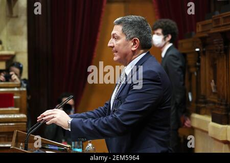 Barcellona, Spagna. 24 Feb 2021. 24 febbraio 2021, Barcellona, Catalogna, Spagna: Il Consigliere interno, Miquel Samper, durante la sessione del Consiglio permanente, tenutasi al Parlamento della Catalogna, a Barcellona. Foto: JGS/Cordon Press Credit: CORDON PRESS/Alamy Live News Foto Stock