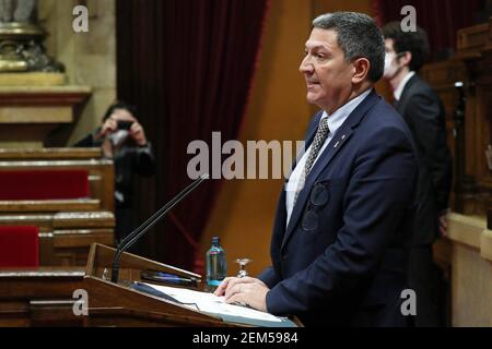 Barcellona, Spagna. 24 Feb 2021. 24 febbraio 2021, Barcellona, Catalogna, Spagna: Il Consigliere interno, Miquel Samper, durante la sessione del Consiglio permanente, tenutasi al Parlamento della Catalogna, a Barcellona. Foto: JGS/Cordon Press Credit: CORDON PRESS/Alamy Live News Foto Stock