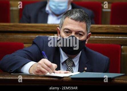 Barcellona, Spagna. 24 Feb 2021. 24 febbraio 2021, Barcellona, Catalogna, Spagna: Il Consigliere interno, Miquel Samper, durante la sessione del Consiglio permanente, tenutasi al Parlamento della Catalogna, a Barcellona. Foto: JGS/Cordon Press Credit: CORDON PRESS/Alamy Live News Foto Stock