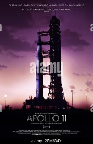 Apollo 11 (2019) diretto da Todd Douglas Miller e interpretato da Neil Armstrong, Michael Collins e Buzz Aldrin. Uno sguardo alla missione Apollo 11 di atterrare sulla luna guidata dal comandante Neil Armstrong e dai piloti Buzz Aldrin e Michael Collins. Foto Stock