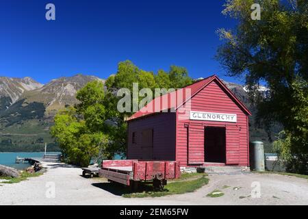 Pittoresco capannone in Glenorchy vicino Queenstown, Nuova Zelanda Foto Stock