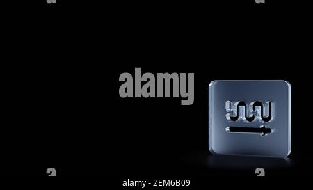 Rendering 3d di vetro smerigliato simbolo della bandiera dell'Arabia Saudita isolato su sfondo nero con riflessi sfocati sul pavimento Foto Stock