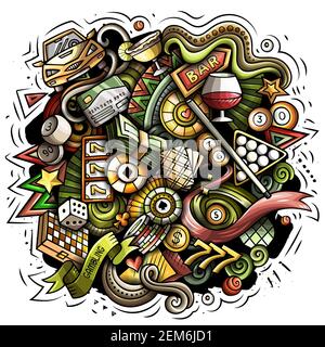 Casino Cartoon vettore doodle disegno Illustrazione Vettoriale