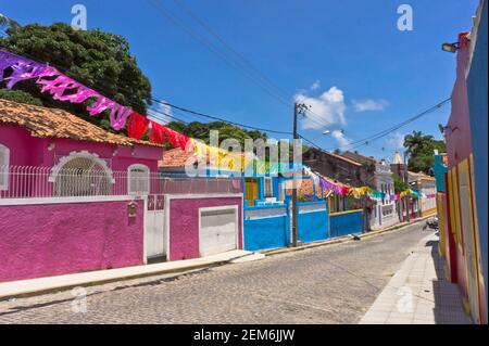 Olinda, vista sulla strada della città vecchia, Brasile, Sud America Foto Stock