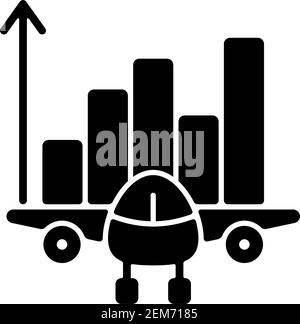 Icona glifo nero di Aviation Analytics Illustrazione Vettoriale