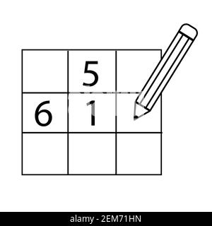 Icona sudoku su sfondo bianco. Stile piatto. Icona puzzle sudoku gioco per il tuo sito web design, logo, app, UI. Simbolo linea sudoku. Segno sudoku. Foto Stock