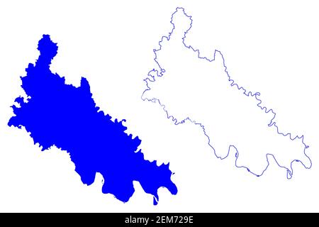 Provincia di Lodi (Italia, Repubblica Italiana, Regione Lombardia) mappa illustrazione vettoriale, schizzo della mappa Provincia di Lodi Illustrazione Vettoriale