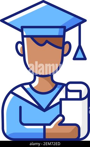 Icona del colore RGB dello studente maschile Illustrazione Vettoriale