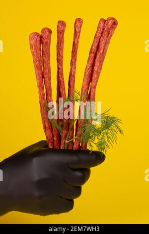 Kabanos salsiccia secca di solito fatta di maiale che ha avuto origine in Polonia. Foto Stock