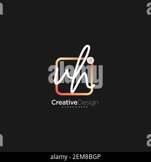 VH Initial Letter Handwriting Logo Handled Colorful box vettoriale, logo per bellezza, cosmetici, matrimoni, moda e business, e altro Illustrazione Vettoriale