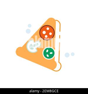 Fetta di pizza con contorno ombra vettore semplice Illustrazione Vettoriale